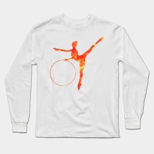 Orange Rhythmic Gymnast Hoop Long Sleeve T-Shirt